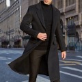 Pikkukuva 4 / 5: Miesten pitkä trenssi, miesten trenssi, yksirivinen, musta Black XL