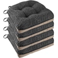 Miniatyrbild 1 av 5: Halksäkra stolsdynor för matstolar Set om 4. 46*43*9cm Sitsdyna med spår dark gray