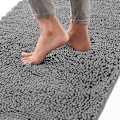Pikkukuva 1 / 9: Kylpyhuoneen Matto 24x17, Paksu Pehmeä Imuva Chenille, Kumipinta Nopea Kuivuva Mikrokuitu Matot, Kylpyhuoneen Matto Kylpyhuoneen Tarvikkeet Sisustus, Harmaa