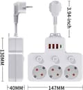 1-til-3 Multi-stikadapter med USB-C og afbryder, kompakt stikkontaktforlænger til hjemmekontoret style 1