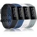 Miniatyrbild 2 av 5: 4-pack sportband kompatibel med Fitbit Charge 4-band och Fitbit Charge 3-band, silikonersättningsarmband för kvinnor och män (liten, roséguld/bl(