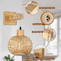Miniatyrbild 2 av 5: jengush/BambooWallLamp-WB001-Indoor-2-Modern Elegance: Set om 2, Vävd Bambubur, Sovrum
