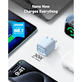 Miniatyrbilde 2 av 6: Lader, USB C GaN Lader 30W, PIQ 3.0 Foldbar PPS Rask Lader for iPhone 16 / 15 og flere serier, Galaxy, iPad, Kompatibel med MagSafe (blå) blue