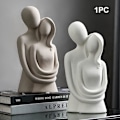 Miniatyrbillede 4 af 5: Moderne keramisk skulptur par statue abstrakt gave til stue skrivebord og boligindretning