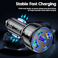 Miniatyrbilde 4 av 7: Port 75W USB Bil Lader Type C Bil Lader Hurtig Lading PD QC3.0 Telefonlader i Bil For iPhone Xiaomi Huawei Samsung black