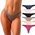 Miniatyrbillede 1 af 6: WJ Sømløse T-backs til Kvinder Usynligt Undertøj Sexy Blonder Silke 6-pak Farve To color two S