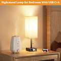 Miniatyrbilde 3 av 4: Nattbordlampe med 3 fargetemperaturer - 3000/4000/5000K  USB C+A-porter, nattlampe med 3 fargemodus, soveromslampe for lesing, arbeid