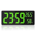 Digital Klocka Stor Display, Stor Digital Väggklocka Med Temperatur Och Luftfuktighet, Digital Väggklocka Med LED-Siffror För Sovrum, Kontor{AZC] green