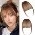 Äkta hår Clip in Bangs, Falska Bangs Hår Clip on Bangs för Kvinnor Brown