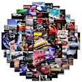 Pikkukuva 4 / 5: 50 kpl Retro Racing -tarroja - Vedenpitävät retroautotarrat kannettavaan tietokoneeseen ja matkatavaroihin