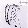 Miniatyrbild 5 av 5: 6 st metallhårband svart hårbåge fjäder våghårband multi-style unisex flexibla hårband accessoarer för kvinnor män