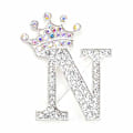 Miniatyrbillede 1 af 8: Modekrone 26 Initialer A til Z Krystal Rhinestone Broche Silver-N
