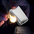 Miniatyrbillede 4 af 4: Tændstikæsker i rustfrit stål med friktionsplade til at åbne og lukke med en knap -ES Silver