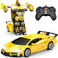 Miniatyrbild 1 av 5: Radiostyrd Bil, Transformer Robot RC Bilar med Coola LED-Strålkastare, 2.4Ghz Leksaksbilar med 360 Graders Rotation (Gul)