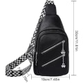 Miniatyrbild 4 av 5: Damväska, Crossbody Fanny Pack PU-Läder Crossbody Väskor Bröstväska Flera Fickor Bältesväska Handväska med Justerbar Rem 30cm (Svart)