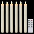 6-pack Battery Operated LED Candles with Remote Control and Timer, Real Wax, Flickering Warm White Light A