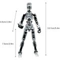 Miniatyrbild 5 av 5: T13 Actionfigur, Titan 13 Actionfigur med 4 Typer av Vapen och 3 Typer av Händer, T13 3D-tryckt Multi-ledad Actionfigur Transparent