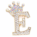 Miniatyrbillede 1 af 8: Modekrone 26 Initialer A til Z Krystal Rhinestone Broche Gold-E