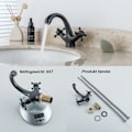 Miniatyrbillede 5 af 5: Guld Retro Badeværelsesarmatur, Antik Messing, To-grebs Vask Armatur