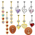 Miniatyrbillede 2 af 8: Mode Navle Ring Ornament Hjerteformet Zirkon Navle Ri 9