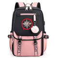 Large Capacity Travel Backpack with USB Charging - Trendy School Bag for Students with Laptop Compartment Black  Pink