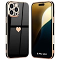 Pikkukuva 1 / 4: Silikoni Kotelo iPhone 16 Pro Maxille - Suojaava Sydänkuvioinen, naarmuuntumaton, pehmeä musta
