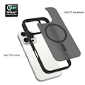 Miniatyrbild 4 av 4: Fodral + 2 Härdat Glas för iPhone 16 Pro Max Magnetiskt Ring Skydd Stötsäker Transparent Svart