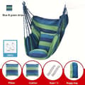 Kraftig hängstol för studentrum – Extra lång kanvas-hängmatta med kudde för avkoppling inomhus och utomhus Blue stripe with a cushion