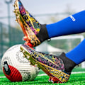 Miniatyrbillede 5 af 5: Mænds Atletiske Udendørs Indendørs Komfortable Fodboldsko Drenge Fodbold Studerede Sneakers Sko Høj Greb Sort black EU39