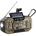 Miniatyrbild 2 av 10: Vevradio med solpanel, 5000mAh Digitalradio med LCD-skärm, IPX5 Vattentät Solhandvevradio
