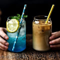Miniatyrbillede 2 af 6: 2 stk. drikkeglas med bambuslåg og sugerør, ølglas iskaffe latte til mælk kaffe isvand cocktail (500 ml)_xx