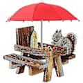 Miniatyrbillede 1 af 5: Egern Foderhus Vejrbestandigt Egern Picnicbord Træ Egern Foderbord Med Parasol [adva