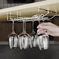 Miniatyrbillede 6 af 6: Sølv Rustfrit stål Vinstativ Glasholder Hængende Bar Goble - Perfekt 35cm single row