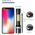 Miniatyrbillede 5 af 5: LED lommelygte, lommelygte LED genopladelig 600 LM, 3 tilstande USB opladning mini lommelygte vandtæt IPX5
