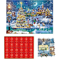 Miniatyrbillede 1 af 6: Julekalender Puslespil 2024 Jule Jigsaw Puslespil 1008 Brikker, Jule Sne Nat 24 Dage Jule Nedtælling Kalender Puslespil til Voksne