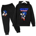 2-delat barnklädesset Sonic tecknat mönster tryck plus sammetströja pojkar och barn Harajuku A A 110CM
