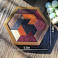 Miniatyrbillede 2 af 5: Hexagon Tangram Puslespil i Træ til Børn og Voksne Udfordrende Puslespil