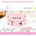 Miniatyrbild 4 av 5: (Rosa) Digital väckarklocka för sängbord, LED-display med justerbar ljusstyrka A