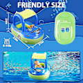 Miniatyrbild 5 av 5: Uppblåsbar Baby Pool Float med Solskydd, Bilformad Badbåt för Spädbarn Småbarn Barn