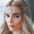 Pikkukuva 1 / 5: Vintage hiuskorut/Boho hiuskorut - hopeiset ketjut ja strassi