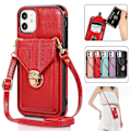 Miniatyrbillede 1 af 5: iPhone 12 etui til kvinder Pung med kortlomme Crossbody PU-læder anti-ridse Cover Red