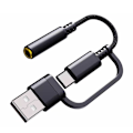 Miniatyrbillede 6 af 6: USB Type C til 3,5 mm Jack og Oplader Adapter, 2 i 1 USB C til Aux Musik Jack Hurtig Oplading Hovedtelefon Adapter