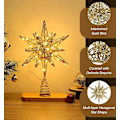 Miniatyrbilde 3 av 5: 60 LED-lys Metallisk Stjerne Topp for Juletre Batteridrevet Moravisk Stjerne 3D Stjerne Tre Topp Julepynt med 6H Timer, 13.78 tommer/