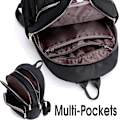 Miniatyrbillede 2 af 5: Rygsæk til kvinder, nylon rejserygsæk taske sort skuldertaske lille casual daypack til piger (sort quiltet)