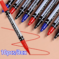 Miniatyrbillede 2 af 5: Permanent Markering Pen 0.8/2mm Spids Dobbelt Hoved Vandtæt Sort Blå Rød Pen Til Student Papir Stål CD Glas Klud Farve Kontor Skoleartikler Ed