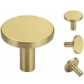 Pikkukuva 1 / 4: 4 kpl harjattua messinkiä seinäkoukkuja, 32 mm x 35 mm, kultaiset pyyhekoukut kylpyhuoneeseen, vaatekoukut, pyyheteline (pyöreä)