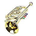 Miniatyrbild 3 av 5: Trumpet för barn - Musikalisk pedagogisk leksak - Guldtrumpet med 4 färgade tangenter