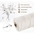 Miniatyrbillede 2 af 5: Tovværkssæt 3mm x 200m Beige Bomulssnøre, 100% Bomuld Makramé Garn, Naturlig Bomulssnøre Til Vævning Hængende Planter DIY