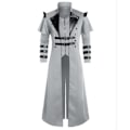 Miniatyrbilde 1 av 3: Vintage Halloween Middelalder Steampunk Assassin Alv Pirat Kostyme Voksen Menn Svart Lang Splitt Jakke Gotisk Rustning Lærfrakker Grå Grey 4XL