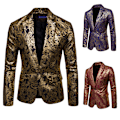 Miniatyrbillede 1 af 3: Herr En-Knappet Paisley Smokingjakke Slim Fit Blazers Jakke Sort black 2XL